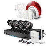 Swann SWVAK-834254C Integrated Video & Alarm Security System (8 Channels, 960H Resolution, 1TB Recording, 4 x Pro-735 Cameras, Alarm Sensors & Siren, and 82' Night Vision)