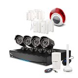 Swann SWVAK-834254D-US Full 8-Channel 960H Digital Video Recorder, 4 x 720 TV Line Cameras, Alarm Sensors and Siren (Black)